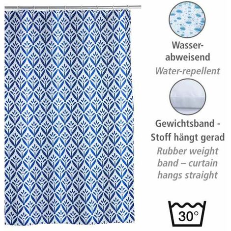 Ganci Per Tenda Doccia Con Inserti In Vetro Blu – Set Da 12 Anelli Antiruggine In Acciaio Inox Con Decori A Rete - 2