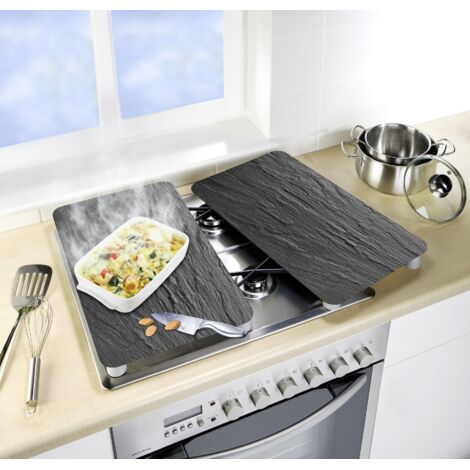 Copertura Per Fornelli In Vetro Temperato CTC-Trade – 2 Pezzi Da 40x52 Cm, Antigraffio, Con Gommini, Adatta A Piani A Induzione Ed Elettrici - 2