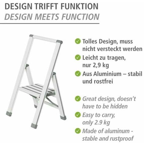 Scaletta pieghevole aluminio 1 gradino bianca WENKO