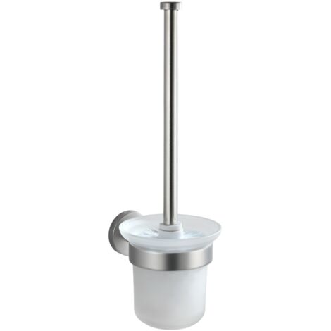 WENKO Portascopino da parete Bosio, in acciaio inox e vetro, 10x35x14 cm, opaco