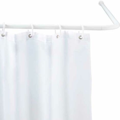 WENKO Asta Doccia Angolare Universale, asta doccia angolare, lunghezza adattabile con 3 possibilità di combinazione, da forare, materiale di fissaggio incluso, Alluminio - plastica, Ø 2 cm, bianco