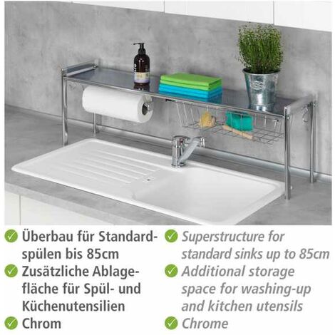 Organizzatore Lavello Joseph Joseph Surface - Acciaio Inox, Base Antiscivolo, Grigio