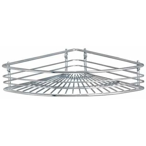 WENKO Mensola angolare per doccia, mensola angolare per bagno, Milano, Acciaio, 31,5x6x22,5 cm, Lucido