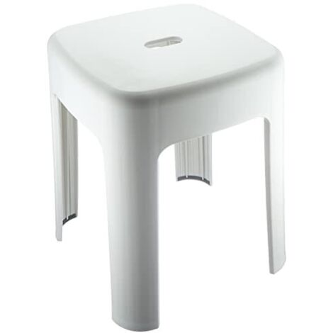 WENKO Sgabello da bagno, sgabello da doccia antiscivolo, Alaska, Capacità 120 kg, Plastica, 37x45,5x37 cm, bianco (1/4)
