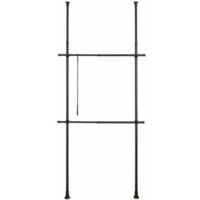 WENKO Porta abiti telescopico su misura Hercules Basic per guardaroba, soluzione senza foratura, regolabile in lunghezza e altezza, in acciaio, 75-120x165-300x11 cm, nero