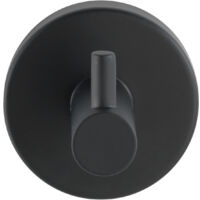 WENKO Gancio da Muro Portasciugamani Uno Bosio Nero, Gancio da Parete Porta Cappotto, Acciaio Inox, Ø 5,5x5,5 cm, Nero opaco