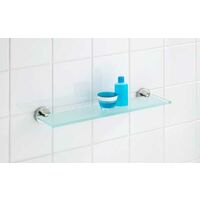 Mensola In Vetro Bagno WENKO Bosio Black 46,5 Cm: Elegante Ripiano In Acciaio E Vetro Satinato Con Fissaggi Inclusi