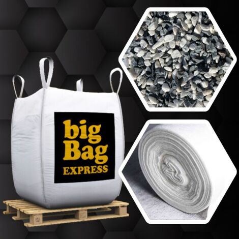 Pack Gravier Marbre Rose Espagnol + Géotextile = 1 Big Bag de Gravier Ø 8/16 mm (≃ 15M²) + Géotextile 50m2 - Livraison PREMIUM