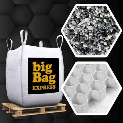 Pack Gravier Marbre Multicolore Sombre de Marbre ø 8/16 mm + Plaques Alvéolaires 75m², Big Bag de 0,75m³ (+/- 1t/bag) - Livraison PREMIUM