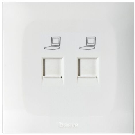 Toma Datos Doble RJ45 Cat6e UTP Hager Lumina Intense WL2162 Plata