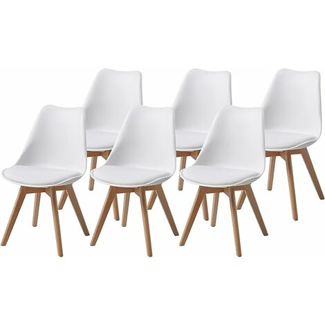 Lot de 4 chaises scandinaves pieds en bois Blanc ALBORG