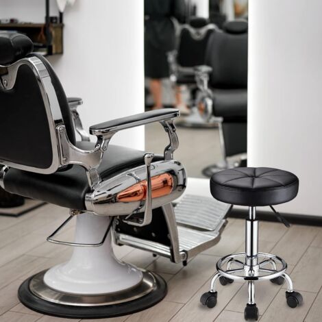 Tabouret roulant chaise de bureau ronde chaise de bureau tabouret chaise  réglable robuste tabouret à roulettes chaise en cuir PU tabouret pivotant à