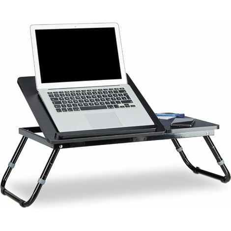 Table pour ordinateur portable mdf noir table de lit pliable avec