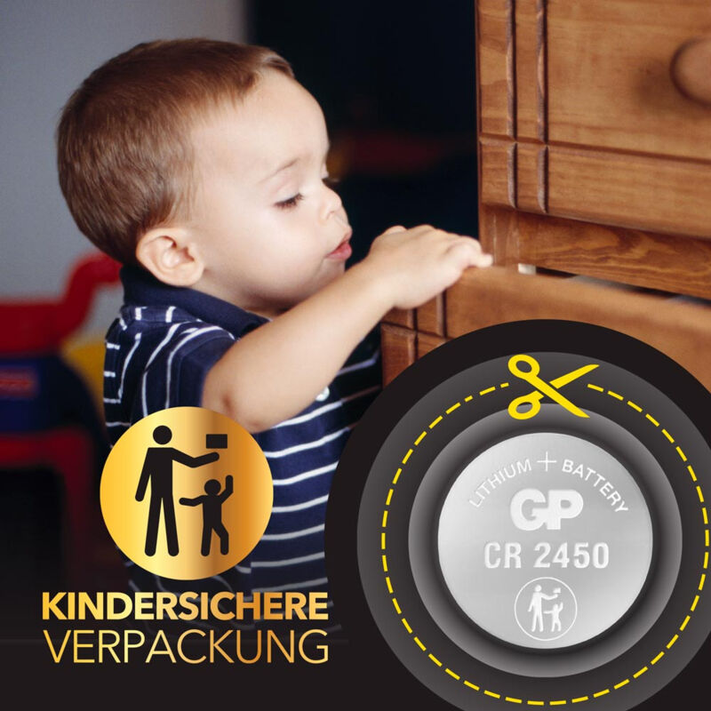 Duracell CR2450 Knopfzelle (1 Stück), 3V Lithium – Lange Haltbarkeit, Baby-sichere Verpackung