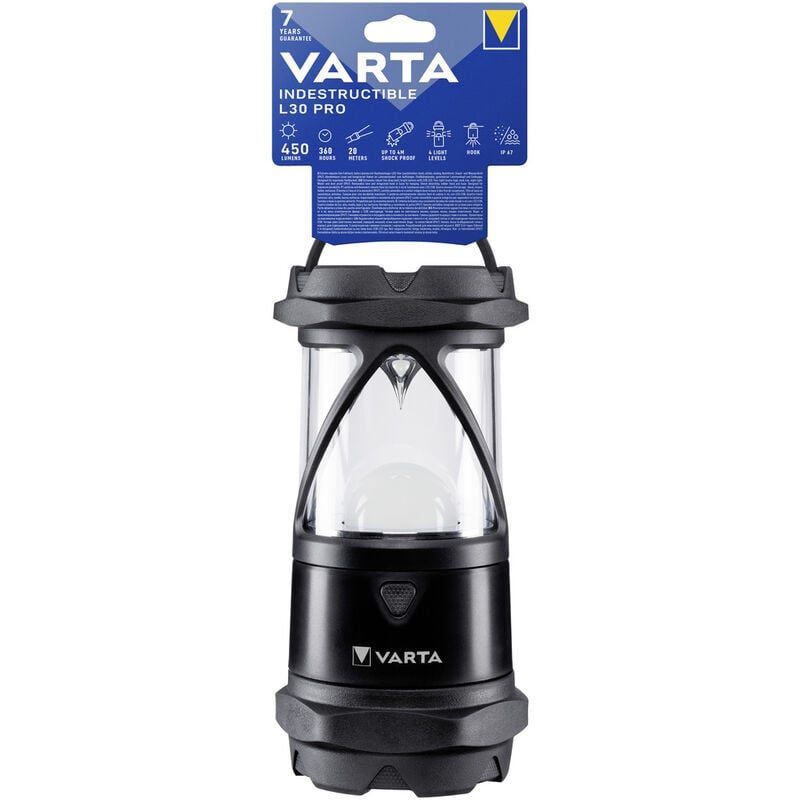 Varta 18761101111 Indestructible L30 Pro LED Camping-Laterne 450 lm  batteriebetrieben 623 g Schwar