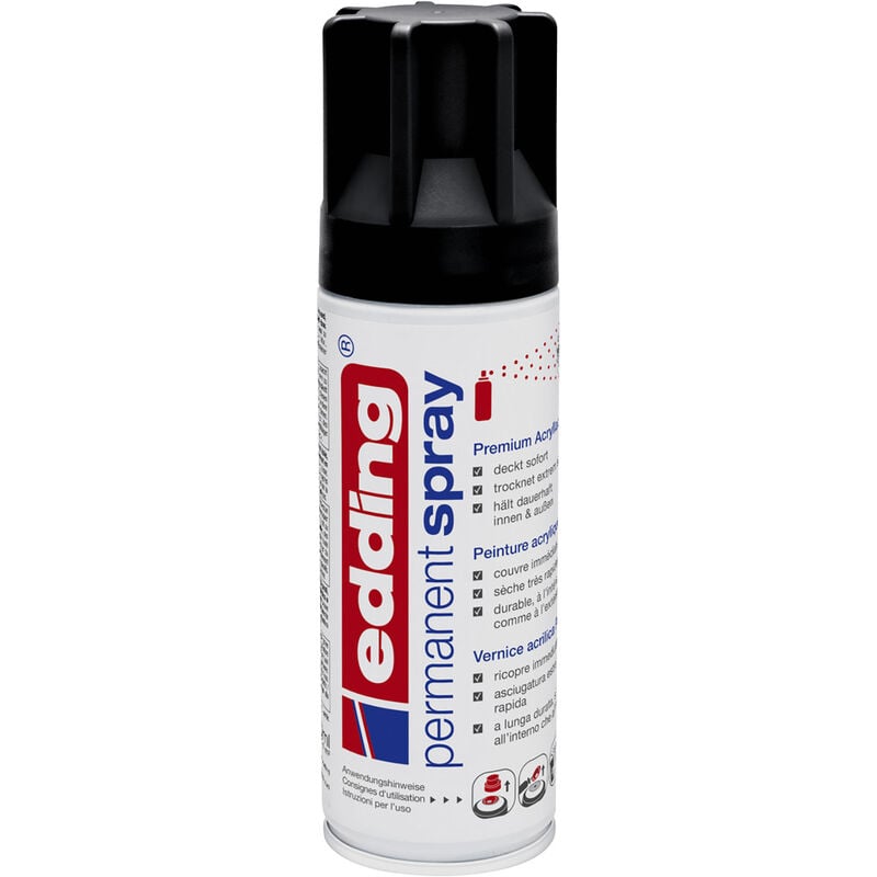 Edding 4-5200901 Edding Spray 5200 Farbe: tiefschwarz seidenmatt RAL 9005  200 ml