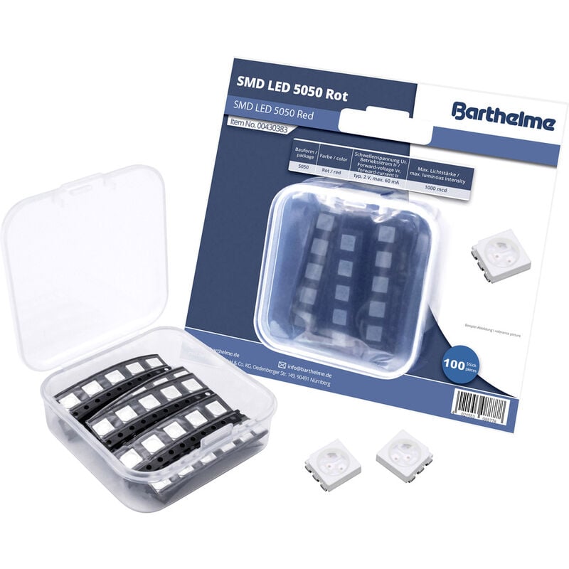 Barthelme SMD-LED-Set 5050 Rot 1000 mcd 120 ° 60 mA 2 V 100 St.