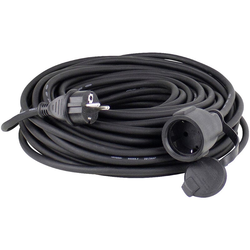 AS Schwabe 60310 Strom Verlängerungskabel   Schwarz 10.00 m H05RR-F 3G 1,5 mm²