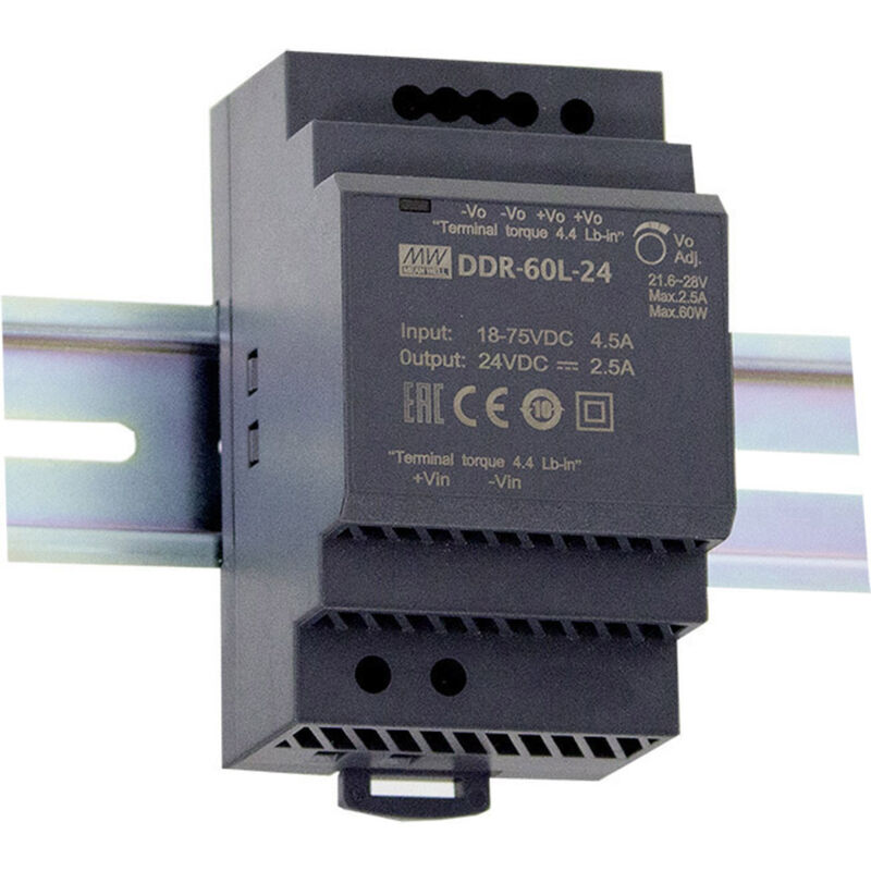 Mean Well DDR-120B-12 DC/DC Wandler – 12V 10A 120W, Hutschienenmontage (DIN-Rail)