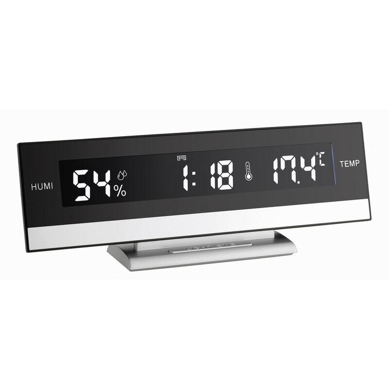 TFA Dostmann 60.1502.10 Analoge wekkerradio met temperatuurweergave, zwart- wit met batterijen