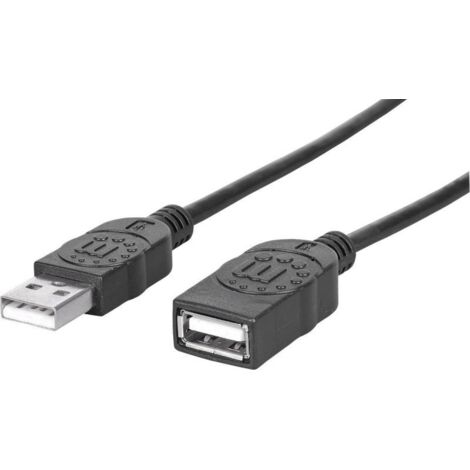 Manhattan USB-Kabel USB 2.0 USB-A Stecker, USB-A Buchse 1.00 m Schwarz Folienschirm, UL-zertifizier
