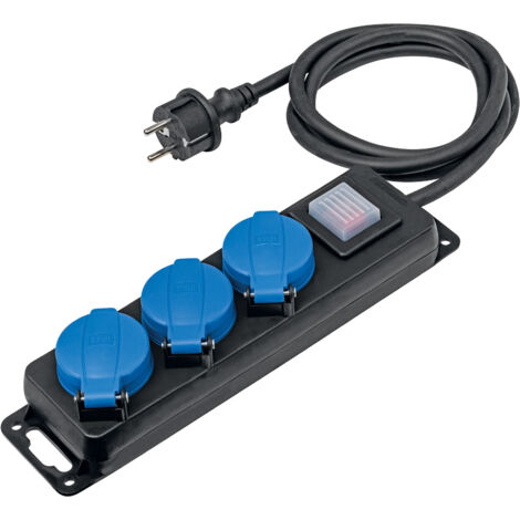 AS Schwabe 38603 Steckdosenleiste mit Schalter 3fach Schwarz, Blau Schutzkontakt 1 St.