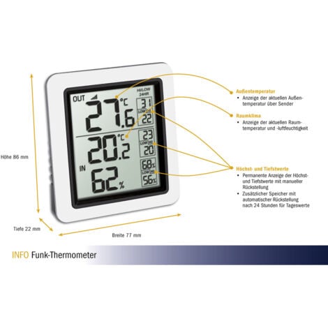 TFA Dostmann Funk-Thermometer LOGOneo Funk-Thermometer digital