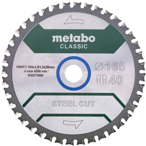 Metabo Kreissägeblatt Seel Sandwich Stahl 165x20mm 40 Zähne für Metallsägen