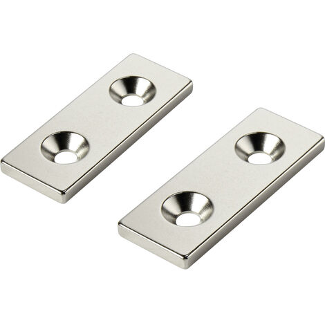 TRU COMPONENTS W40L15T3-2M4 Permanent-Magnet Rechteckig (L x B x H) 40 x 15 x 3 mm N35 Grenztemper