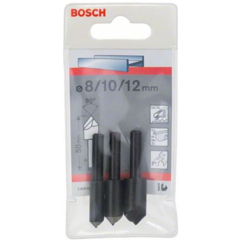 Bosch Accessories 2608596667 Kegelsenker-Set 3teilig 8 mm, 10 mm, 12 mm HSS Zylinderschaft 1 Set
