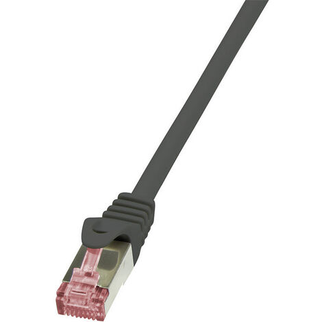 LogiLink CQ2013S RJ45 Netzwerkkabel, Patchkabel CAT 6 S/FTP 0.25 m Schwarz Flammwidrig, mit Rastnase