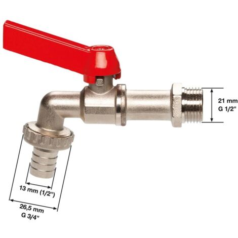 GARDENA 07332-20 Kugel-Auslaufhahn 1/2" (12.5 mm) Schlauch-Anschluss 13 mm (1/2") Ø Silber, Rot (1/3)