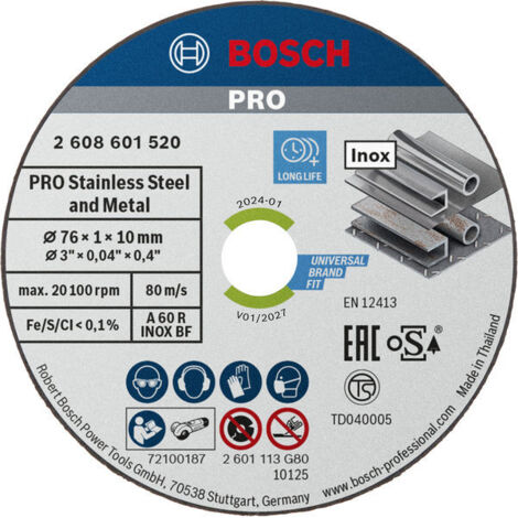 Bosch Trennscheibe Expert for Inox 76 x 1 x 10 mm 5 Stück GWS12V-76 2608601520