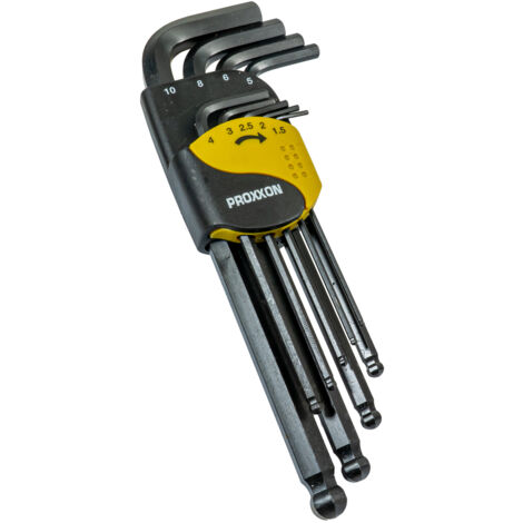 Proxxon Winkelschlüsselsatz für Innensechskant-Schrauben, 9-tlg. (1,5 bis 10 mm)