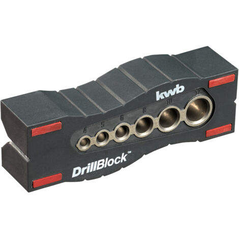 kwb Bohrhilfe / Bohrlehre Ø 44899 mm DrillBlock für rechtwinklige / gerade u. präzise Bohrungen auf Oberflächen, Rundmaterialien und Kanten inkl. Grip-Points (1/5)
