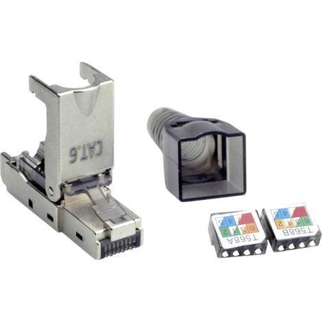 goobay 65940 CAT6 RJ45 stekker/veldconfectioneerbare netwerkstekker 10 Gbits/montage zonder gereedschap/CAT 6 STP-stekker met vergulde contacten