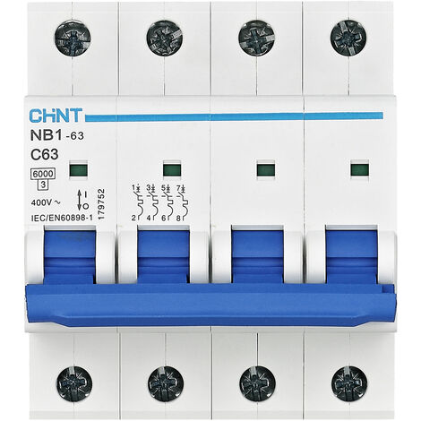 Chint 179752 NB1-63 4P C63 6kA DB Leitungsschutzschalter 4polig 63 A 240 V, 415 V