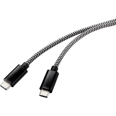 Renkforce USB-Kabel  USB 2.0 USB-C® Stecker, USB-C® Stecker 3.00 m Schwarz/Weiß  RF-4598412