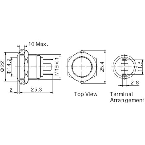 TRU COMPONENTS 701260 GQ12B-A, BL Pulsante Antivandalo 48 V/DC 2 A 1x Off On Momentaneo Ip65 1 Pz 52175434