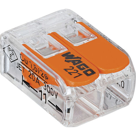 WAGO 221-412-1 221 Verbindungsklemme flexibel: 0.14-4 mm² starr: 0.2-4 mm² Polzahl: 2 1 St. Transpar