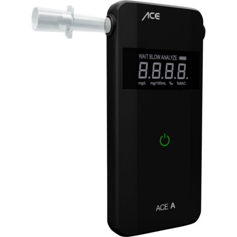 ACE A Alkoholtester Schwarz 0 bis 4 ‰ Verschiedene Einheiten anzeigbar, Alarm, inkl. Display, Countd