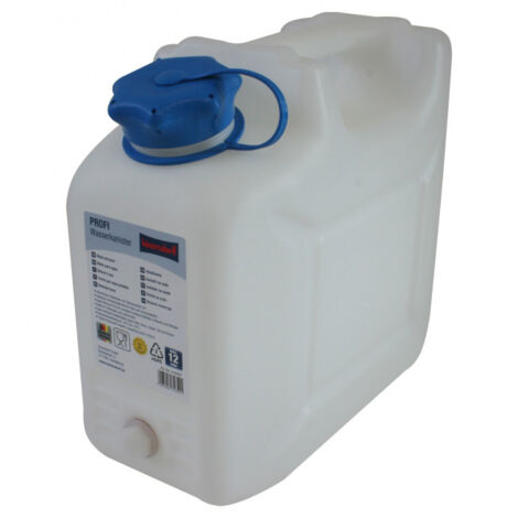 Wasserkanister 12l HD-PE stapelbar,m.Auslaufhahn H310xB350xT165mm HÜNERSDORFF