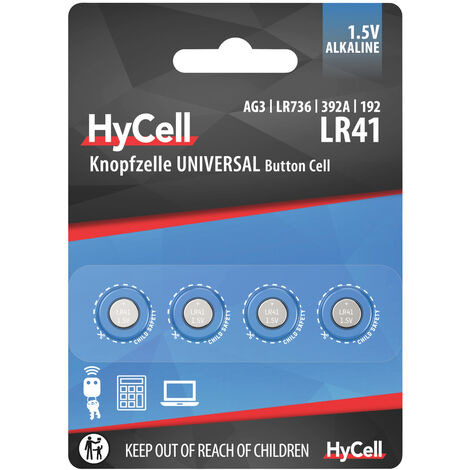 HyCell Knopfzelle LR 41 1.5 V 4 St. 30 mAh Alkali-Mangan AG3