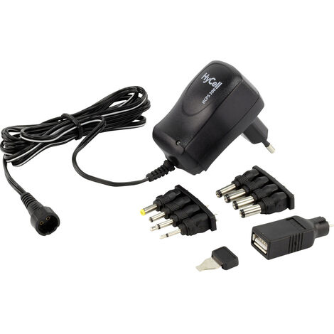 HyCell 1201-0005 Steckernetzteil, einstellbar 3 V/DC, 4.5 V/DC, 5 V/DC, 6 V/DC, 7.5 V/DC, 9 V/DC, 12