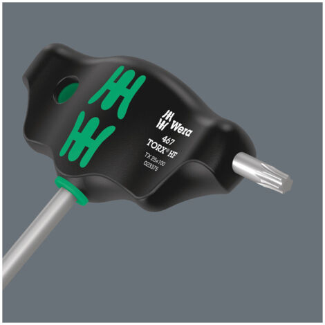 Banyo – WERA T-Griff-Schraubendreher TORX 467 HF 25x100mm – Haltefunktion für präzises Arbeiten in engen Bereichen – Ergonomischer 2-Komponenten-Griff (1/5)