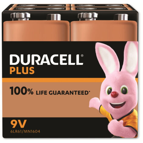 DURACELL Alkaline-Batterie E-Block, 6LR61, 9V, Plus, 4 Stück