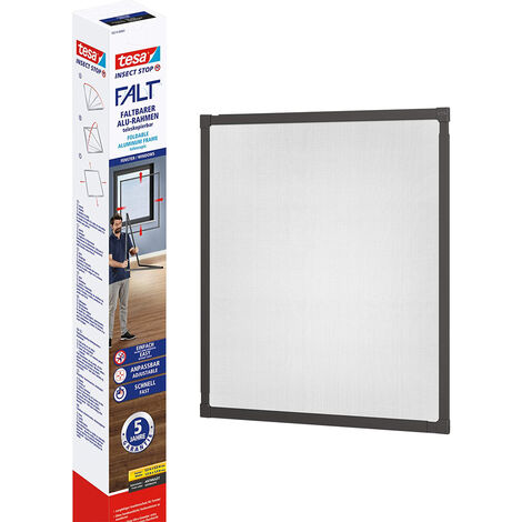 tesa Fliegenschutz-Fenster FALT 80 x 80 - 140 x 140 cm anthrazit/anthrazit Insektenschutzfenster