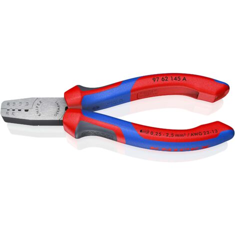 KNIPEX 97 62 145 A Crimpzange für Aderendhülsen mit Comfort-Griffen 145 mm