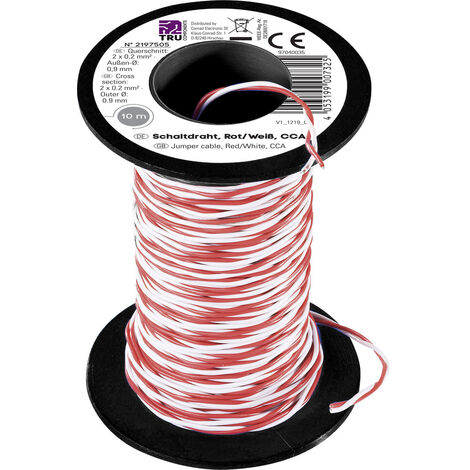 TRU COMPONENTS TC-8790020 Schaltdraht 2 x 0.20 mm² Rot, Weiß 10 m (1/2)