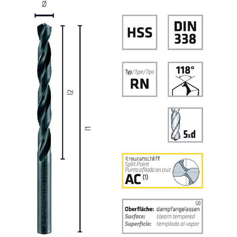 Alpen Spiralbohrer HSSE 8,00 Mm - Für Edelstahl & HARDOX Metallbohrungen